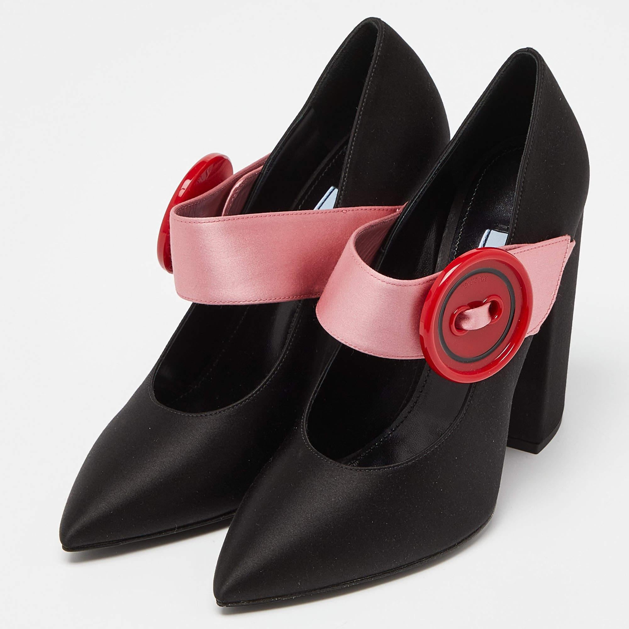 Make a chic style statement with these Prada block heel pumps. They showcase sturdy heels and durable soles, perfect for your fashionable outings!

