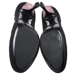 Prada Black/Pink Scalloped Trim Platform Pumps Size 39