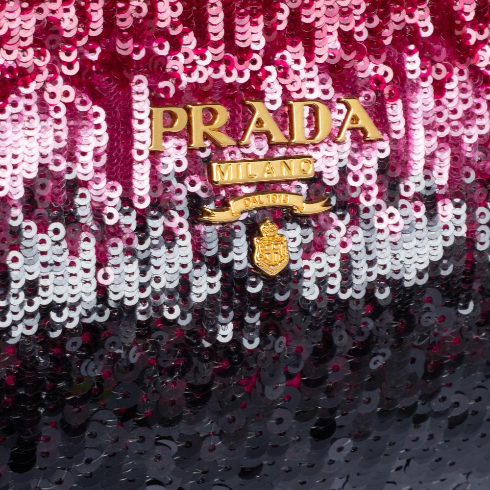 Women's Prada Black/Pink Sequins Chain Clutch