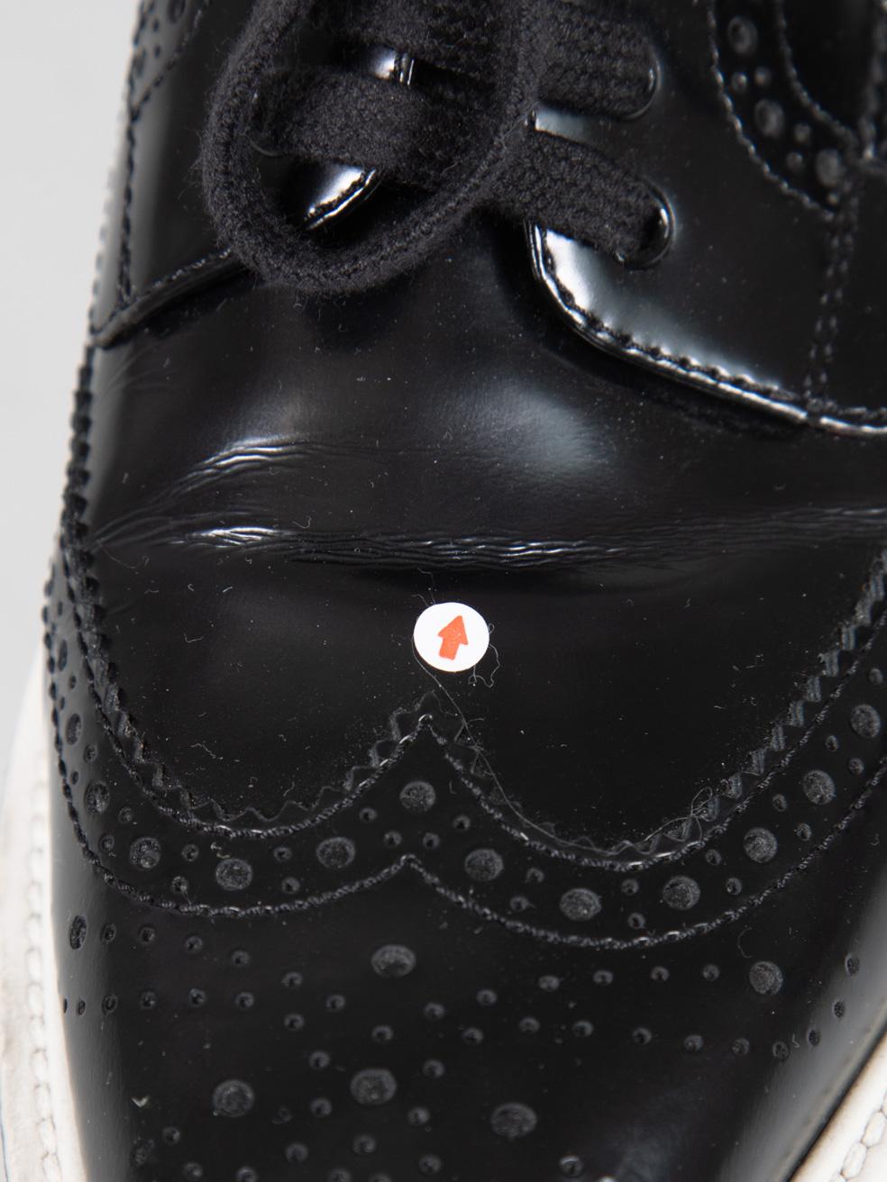 Prada Black Platform Leather Brogues Size IT 38 For Sale 6