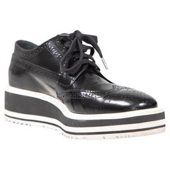 Prada Black Platform Leather Brogues Size IT 38