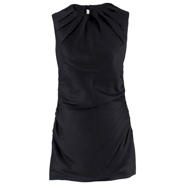 Prada black pleated ruched sleeveless dress EU 42 UK 10 For Sale at 1stdibs