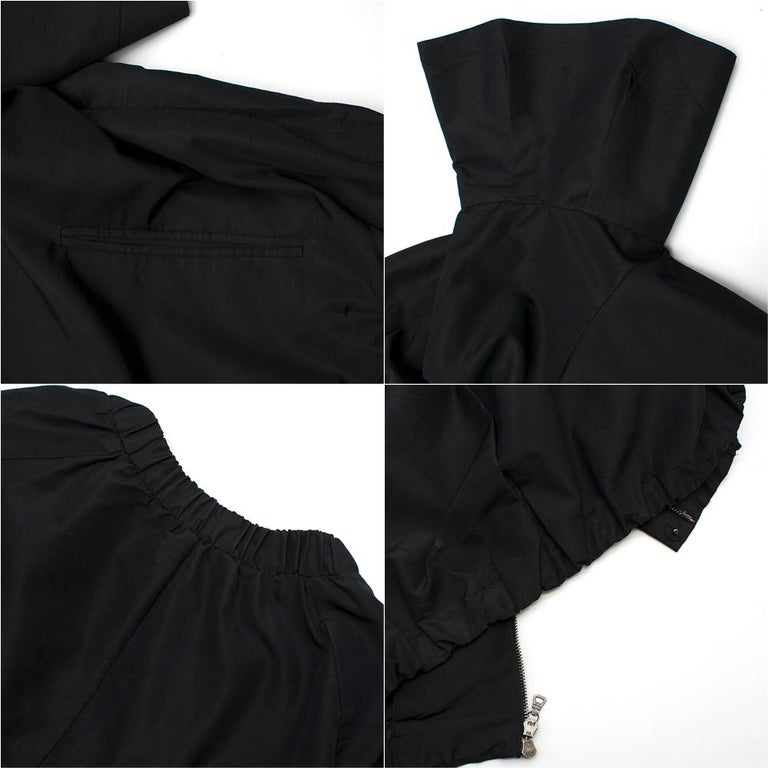 Prada Black Pleated Short Jacket SIZE 40 For Sale at 1stdibs