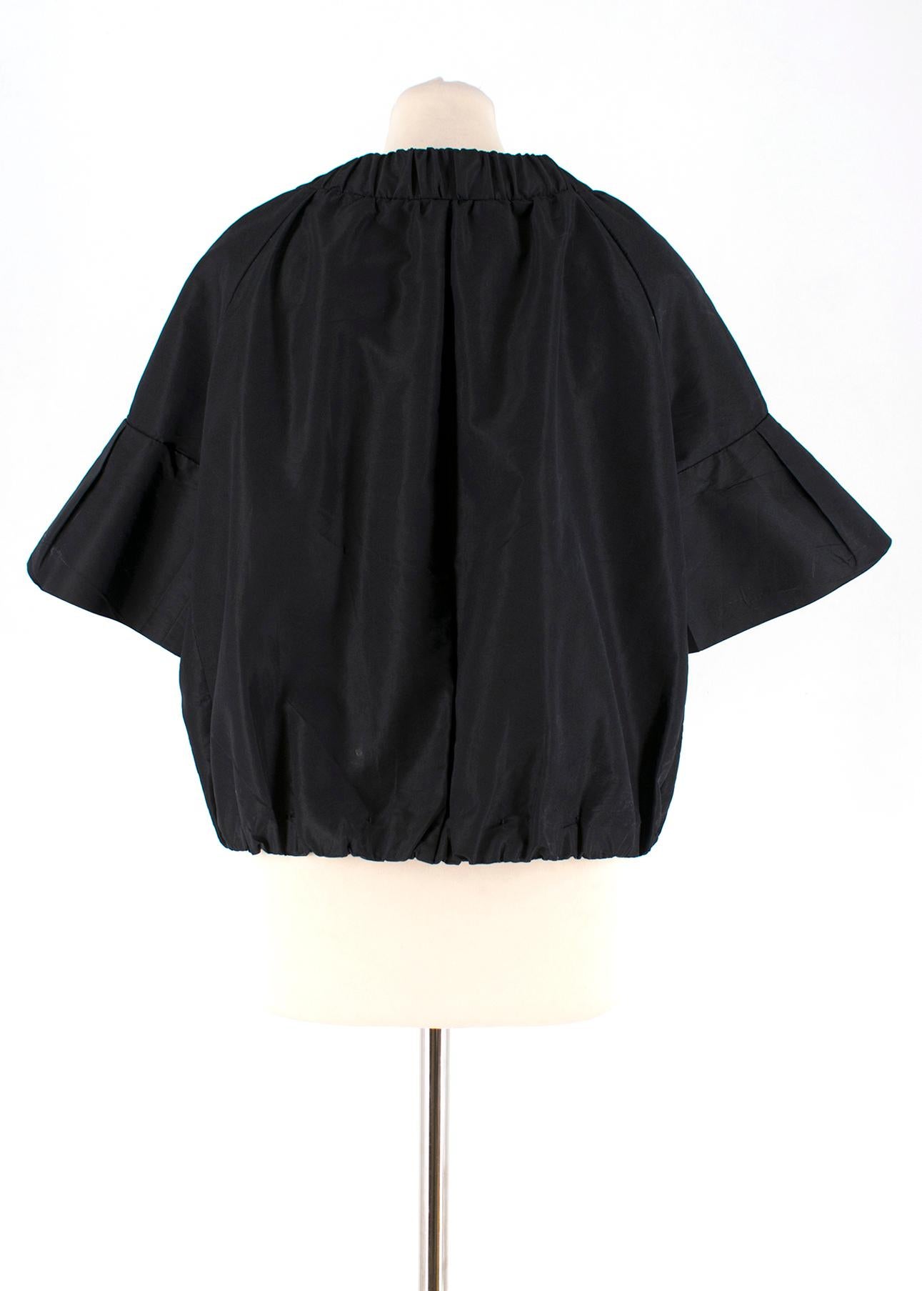 Prada Black Pleated Short Jacket	 Size US 4 In Excellent Condition In London, GB
