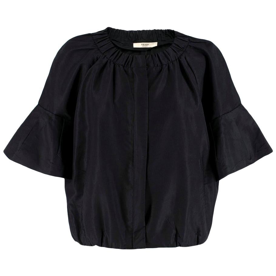 Prada Black Pleated Short Jacket	 Size US 4