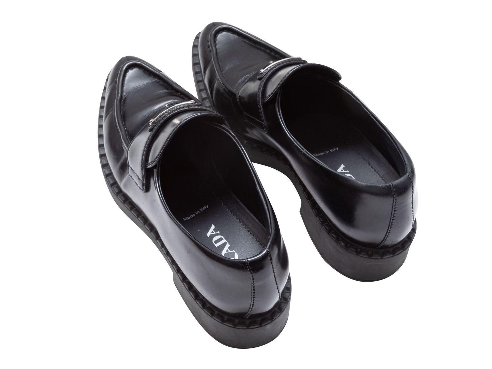 Women's Prada Black Pointed-Toe Logo Loafers