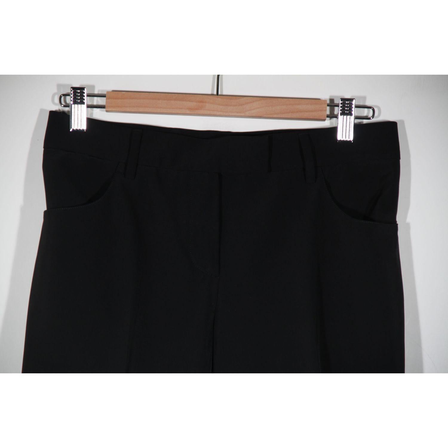 Prada Black Poly Techno Fabric Tailored Trousers Pants Size 42 2