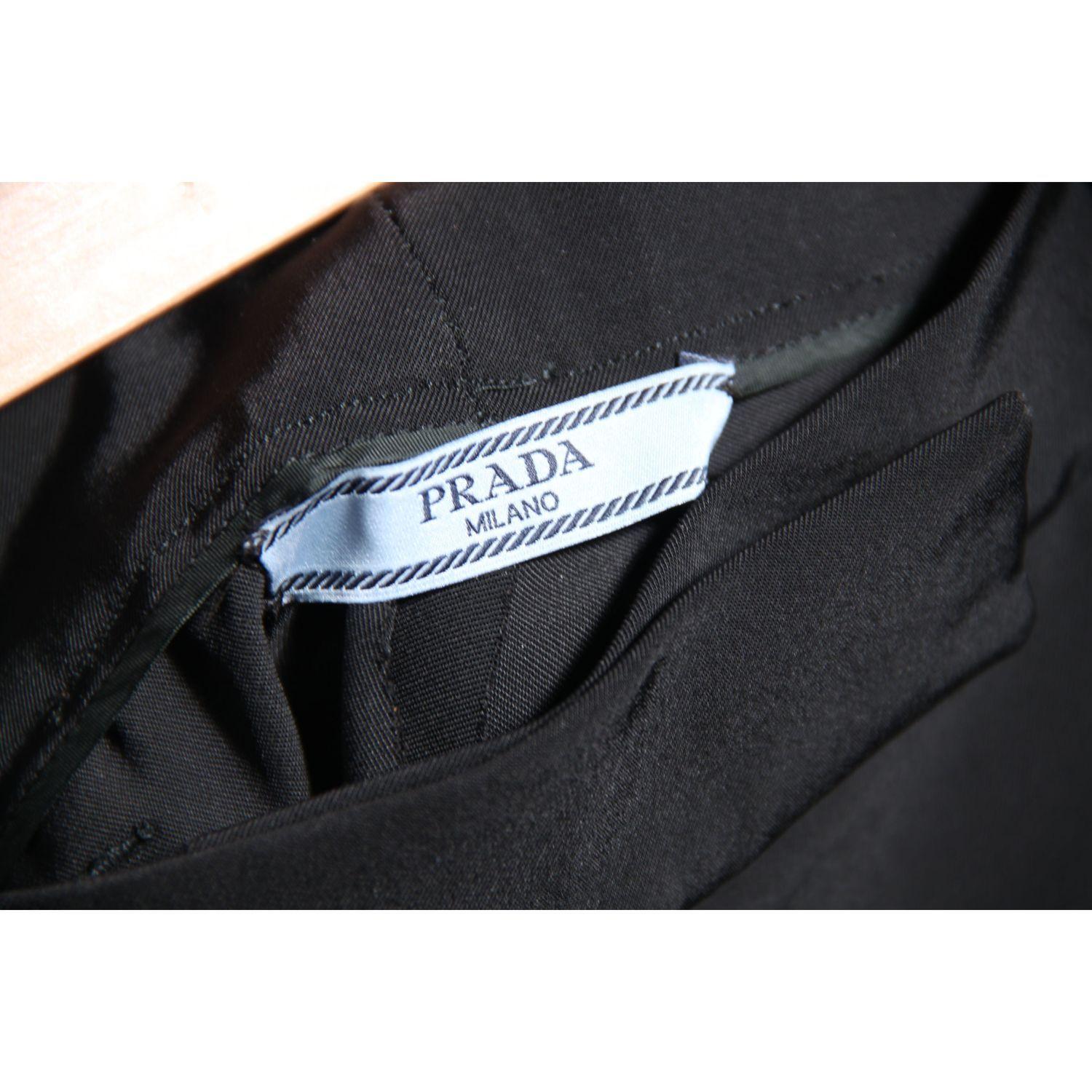 Prada Black Poly Techno Fabric Tailored Trousers Pants Size 42 3