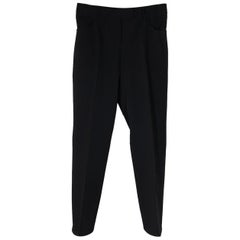 Prada Black Poly Techno Fabric Tailored Trousers Pants Size 42