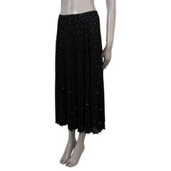 PRADA black polyester 2019 CRYSTAL EMBELLISHED PLISSE Skirt 42 M