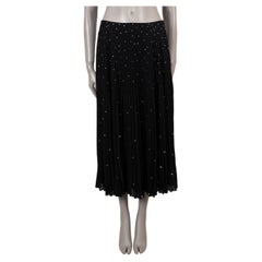 PRADA black polyester 2019 CRYSTAL EMBELLISHED PLISSE Skirt 42 M