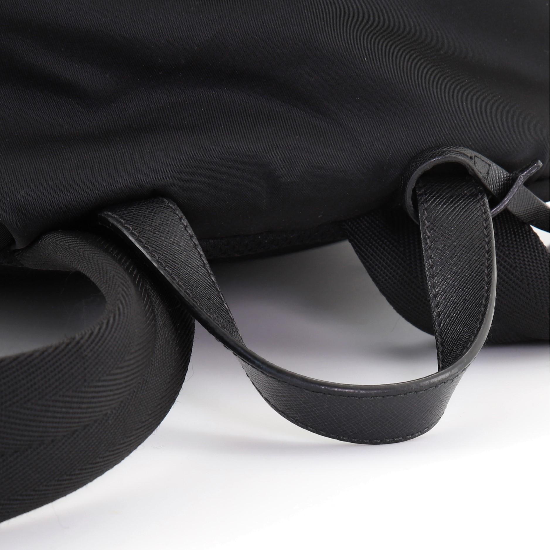 Prada Black Printed Camo Tessuto Front Pocket Medium Backpack In Good Condition In Irvine, CA