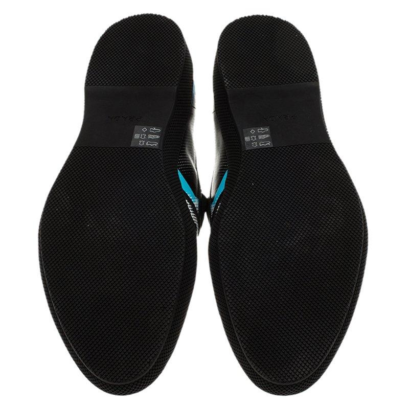 Men's Prada Black Printed Leather Runway Slip On Sneakers Size 44.5