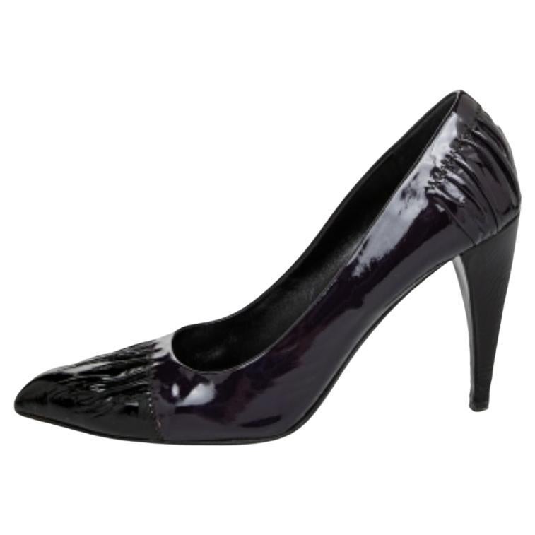 Prada Schwarz/Purple Lackleder Pumps mit spitzer Zehe Größe 39,5
