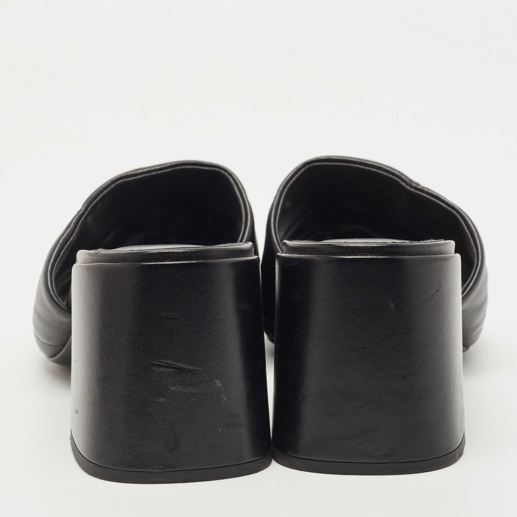 Prada Black Quilted Leather Slide Sandals  2