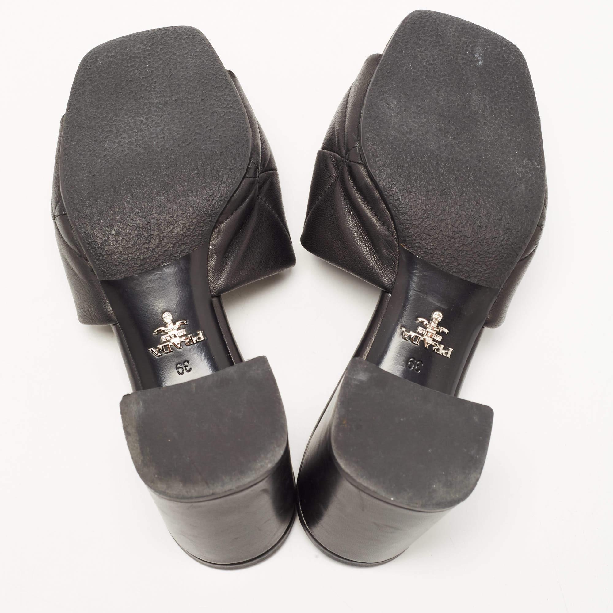Prada Black Quilted Leather Slide Sandals Size 39 1