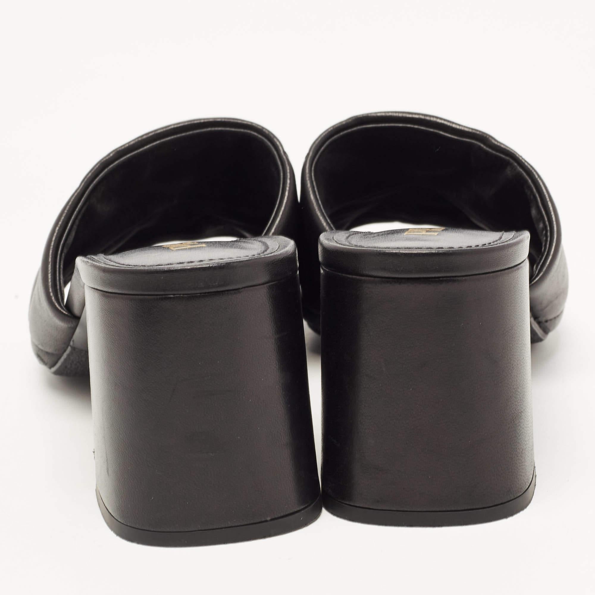 Prada Black Quilted Leather Slide Sandals Size 39 2