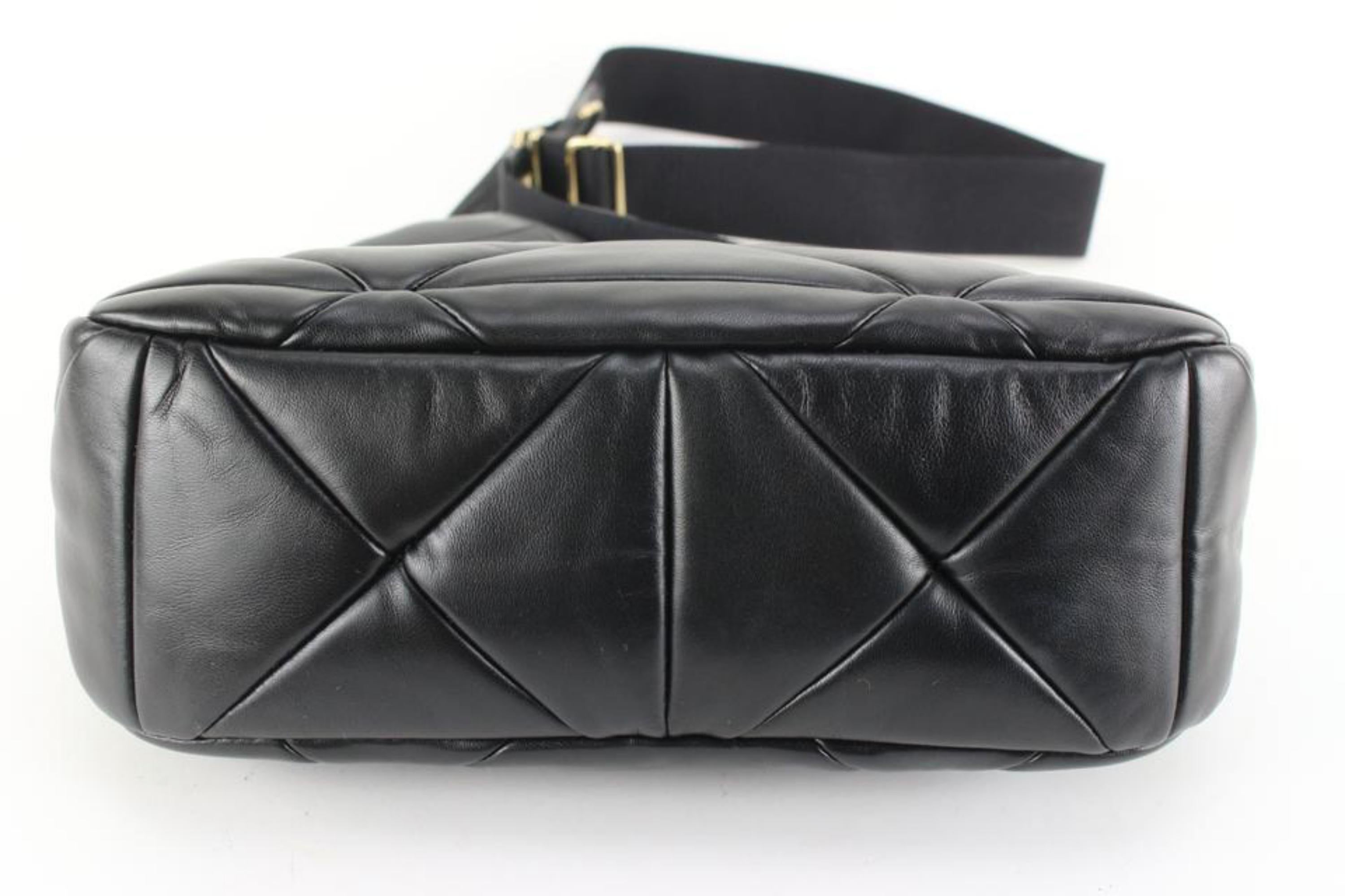 Prada Schwarzes gestepptes Nappa-Ledersystem Patchwork Re Edition Hobo  61p725s Damen