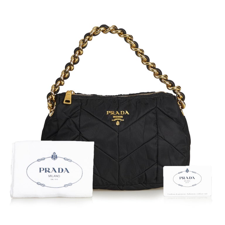 Prada Black Quilted Nylon Chain Shoulder Bag at 1stdibs