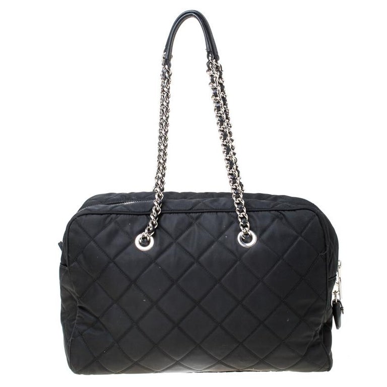 Prada Black Quilted Nylon Shoulder Bag For Sale at 1stdibs