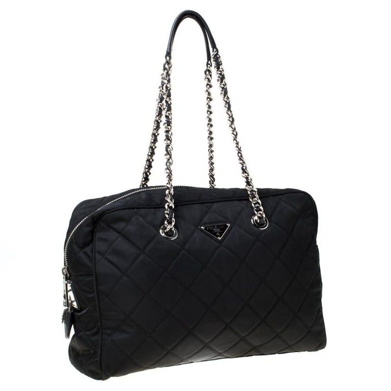 Prada Black Quilted Nylon Shoulder Bag For Sale at 1stDibs