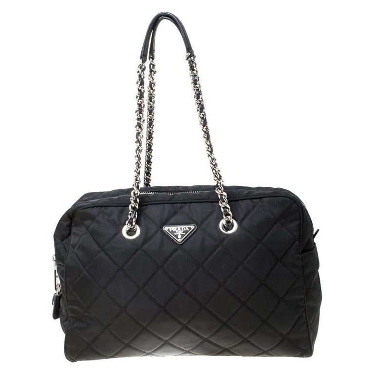 Prada Black Quilted Nylon Shoulder Bag For Sale at 1stDibs