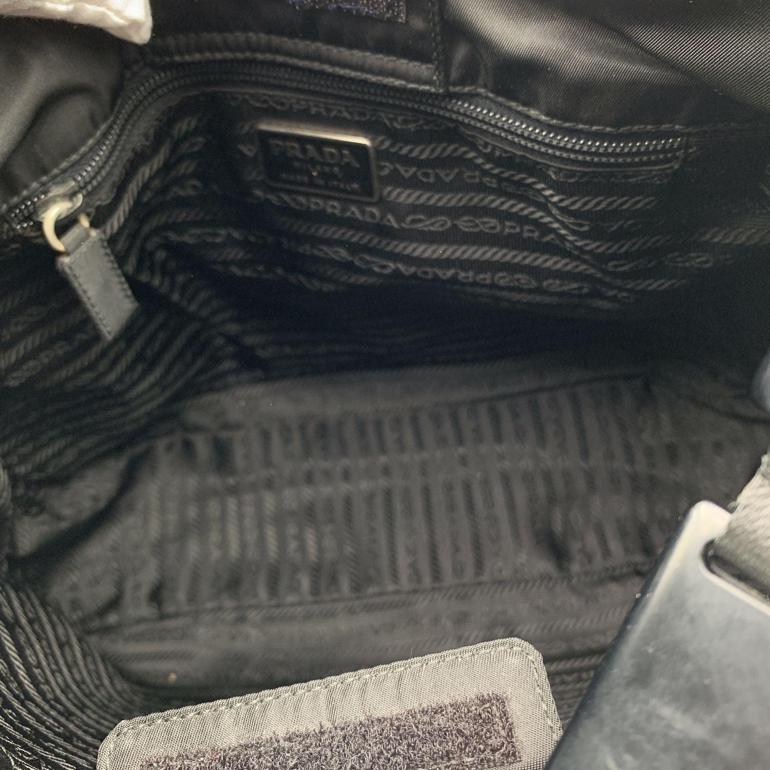Women's Prada Black Quilted Nylon Tessuto Hobo Bag Plastic Strap B8360