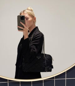 Prada Black Quilted Nylon Tessuto Impuntu Shoulder Bag
