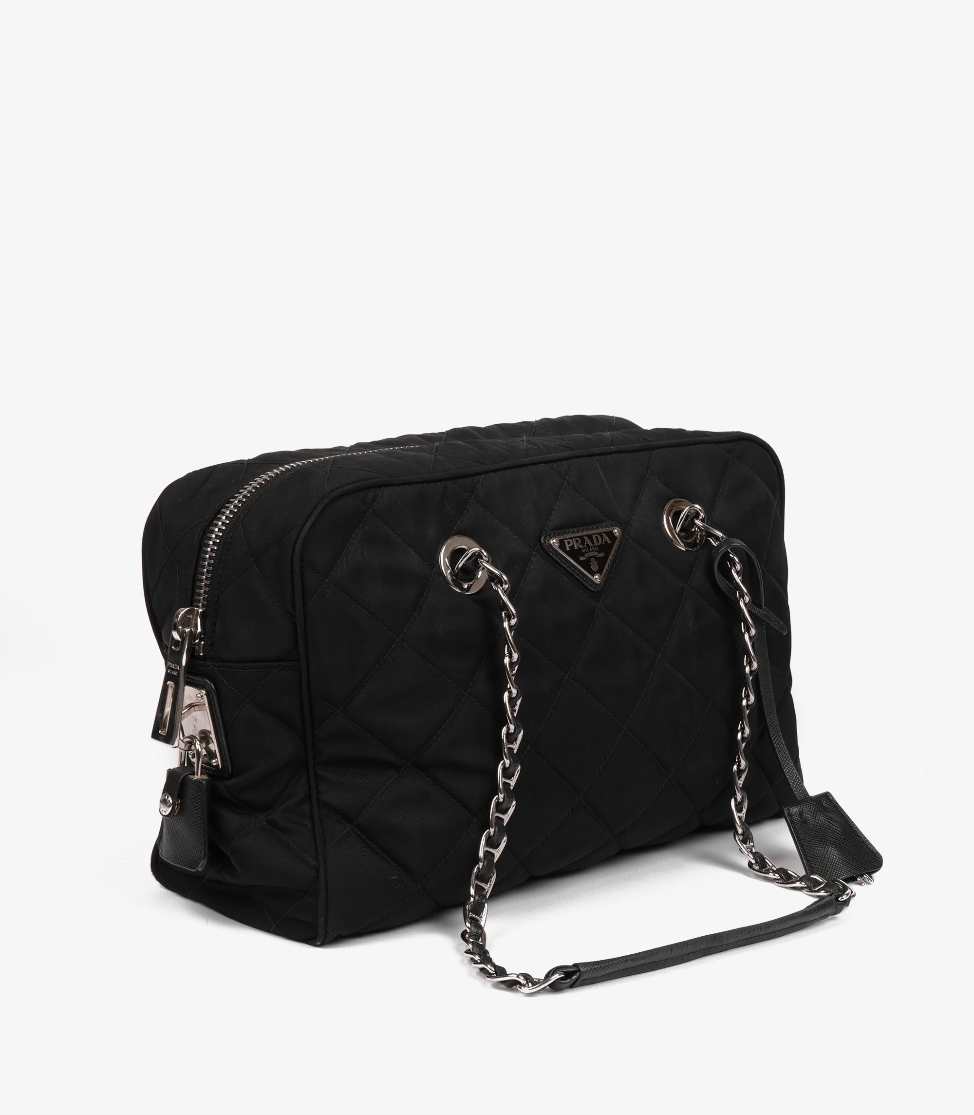 Prada Black Quilted Nylon Tessuto Impuntu Shoulder Bag In Excellent Condition In Bishop's Stortford, Hertfordshire
