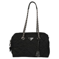 Prada Black Quilted Nylon Tessuto Impuntu Shoulder Bag