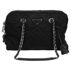 Prada Black Quilted Nylon Tessuto Impuntu Shoulder Bag