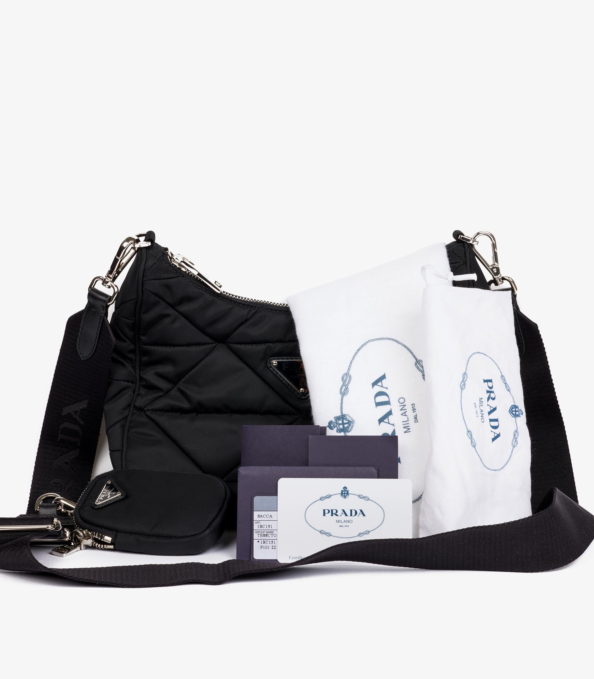 Prada Black Quilted Padded Nylon Re-Nylon Shoulder Bag 6