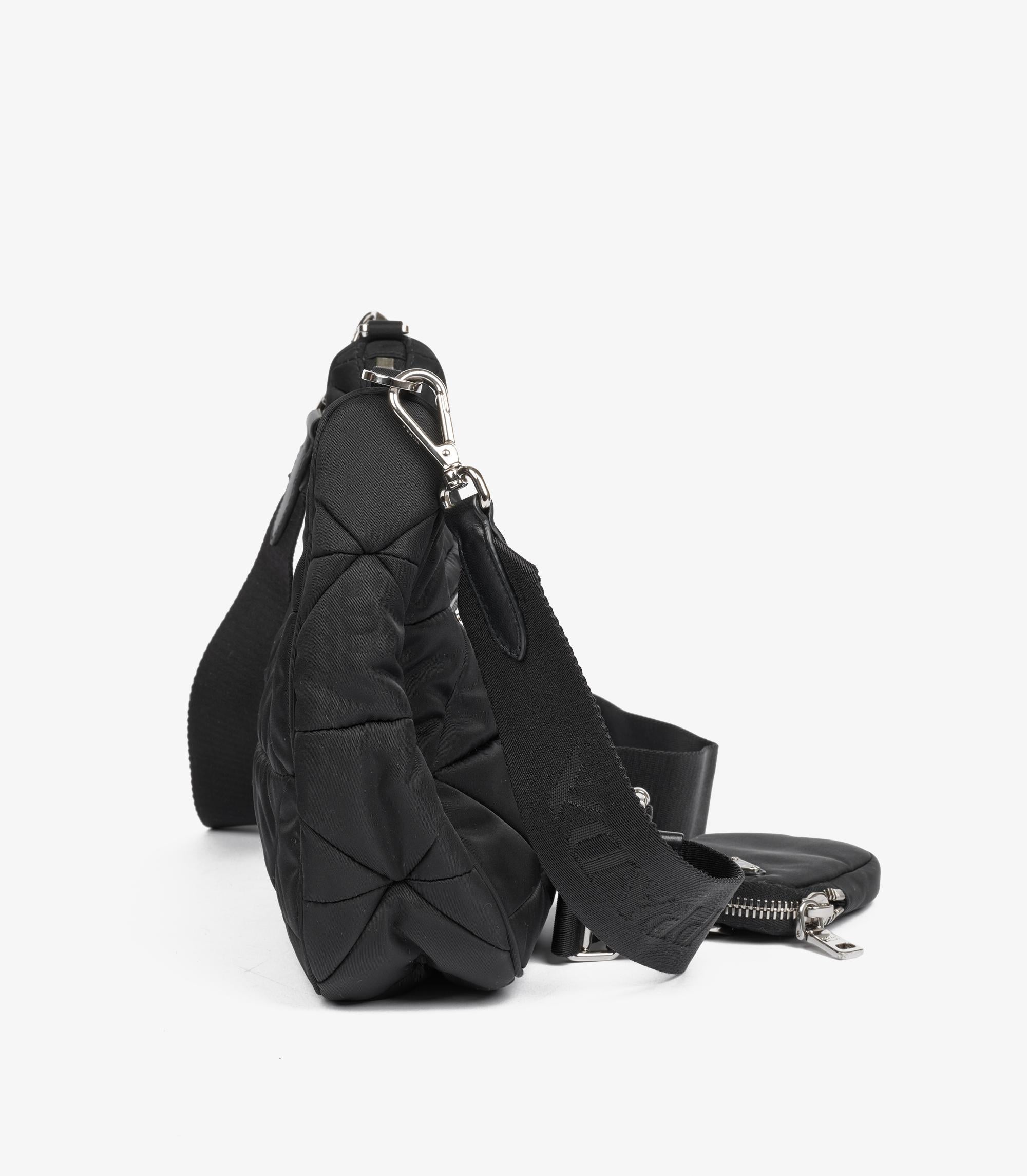 Prada Black Quilted Padded Nylon Re-Nylon Shoulder Bag In Excellent Condition In Bishop's Stortford, Hertfordshire