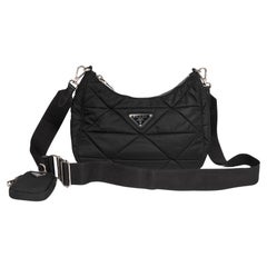 Prada Black Quilted Padded Nylon Re-Nylon Shoulder Bag