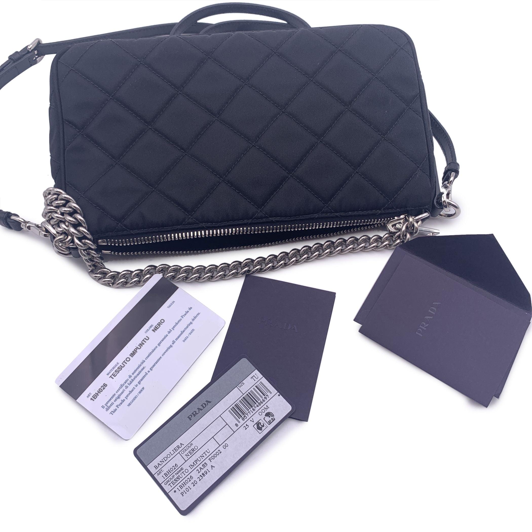 Prada Black Quilted Tessuto Nylon Convertible Shoulder Bag 1BH026 In Excellent Condition In Rome, Rome