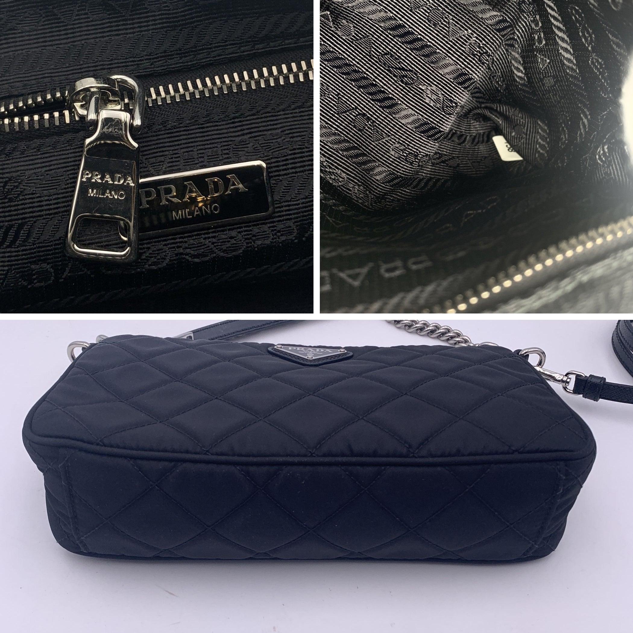 Prada Black Quilted Tessuto Nylon Convertible Shoulder Bag 1BH026 3