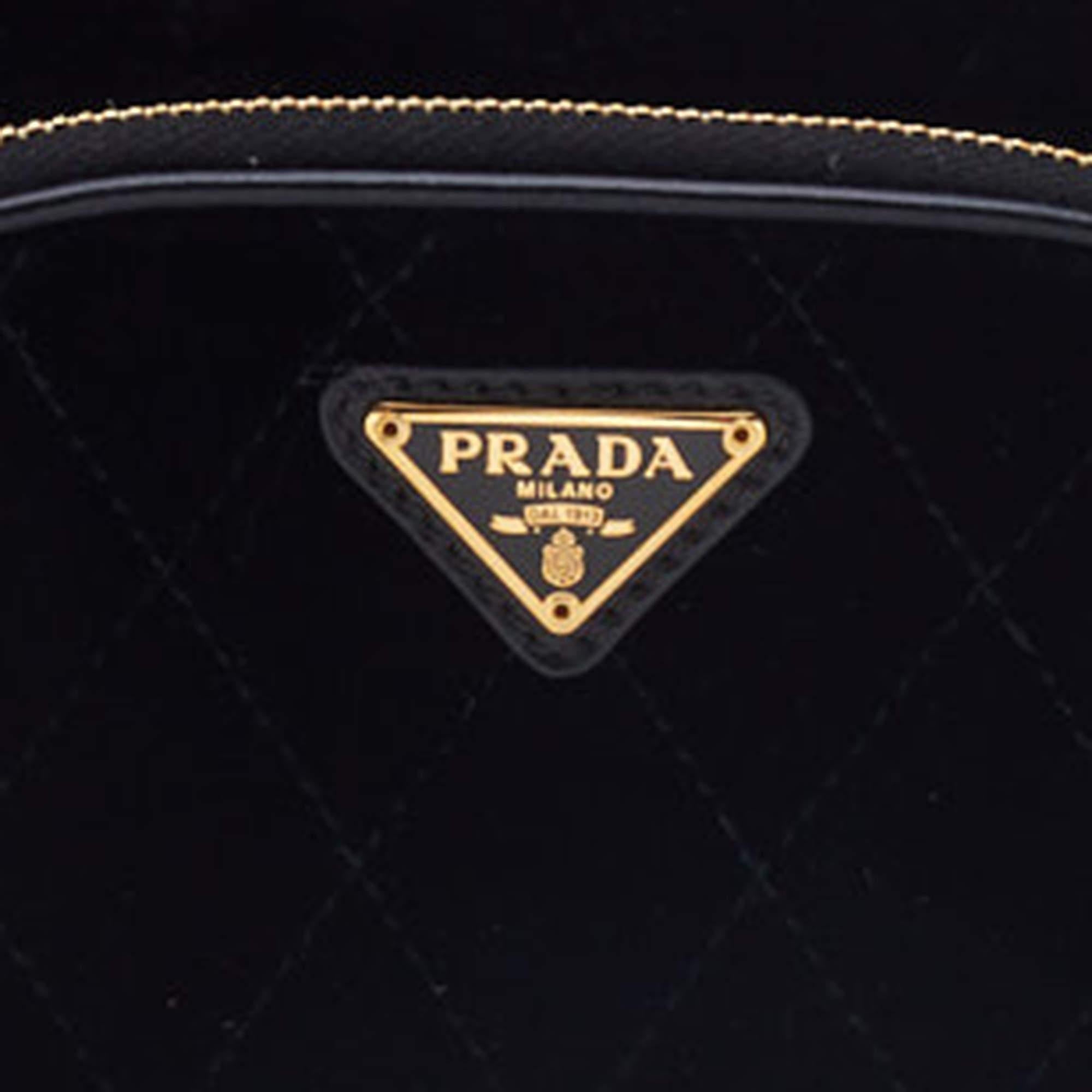 Prada Black Quilted Velvet and Leather Corsaire Belt Bag 5
