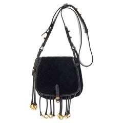 Prada Black Quilted Velvet and Leather Corsaire Shoulder Bag