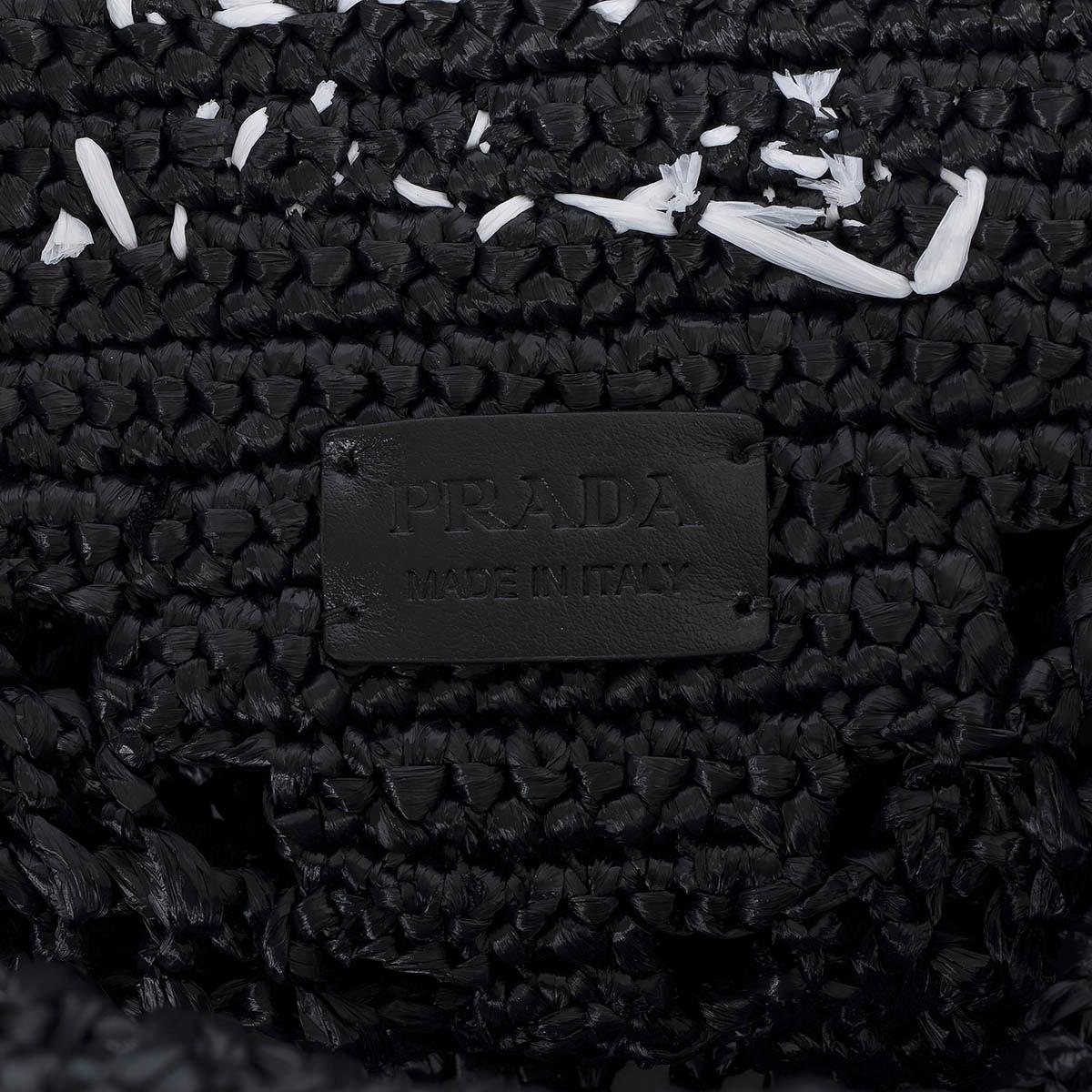 PRADA black raffia LOGO CROCHET Tote Bag 4