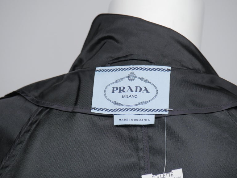 Prada Black Raincoat Size 42 at 1stDibs
