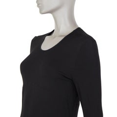 PRADA black rayon JERSEY LONG SLEEVE Shift Dress 40 S