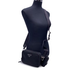 Prada Black Re-Nylon and Saffiano Brique Messenger Bag