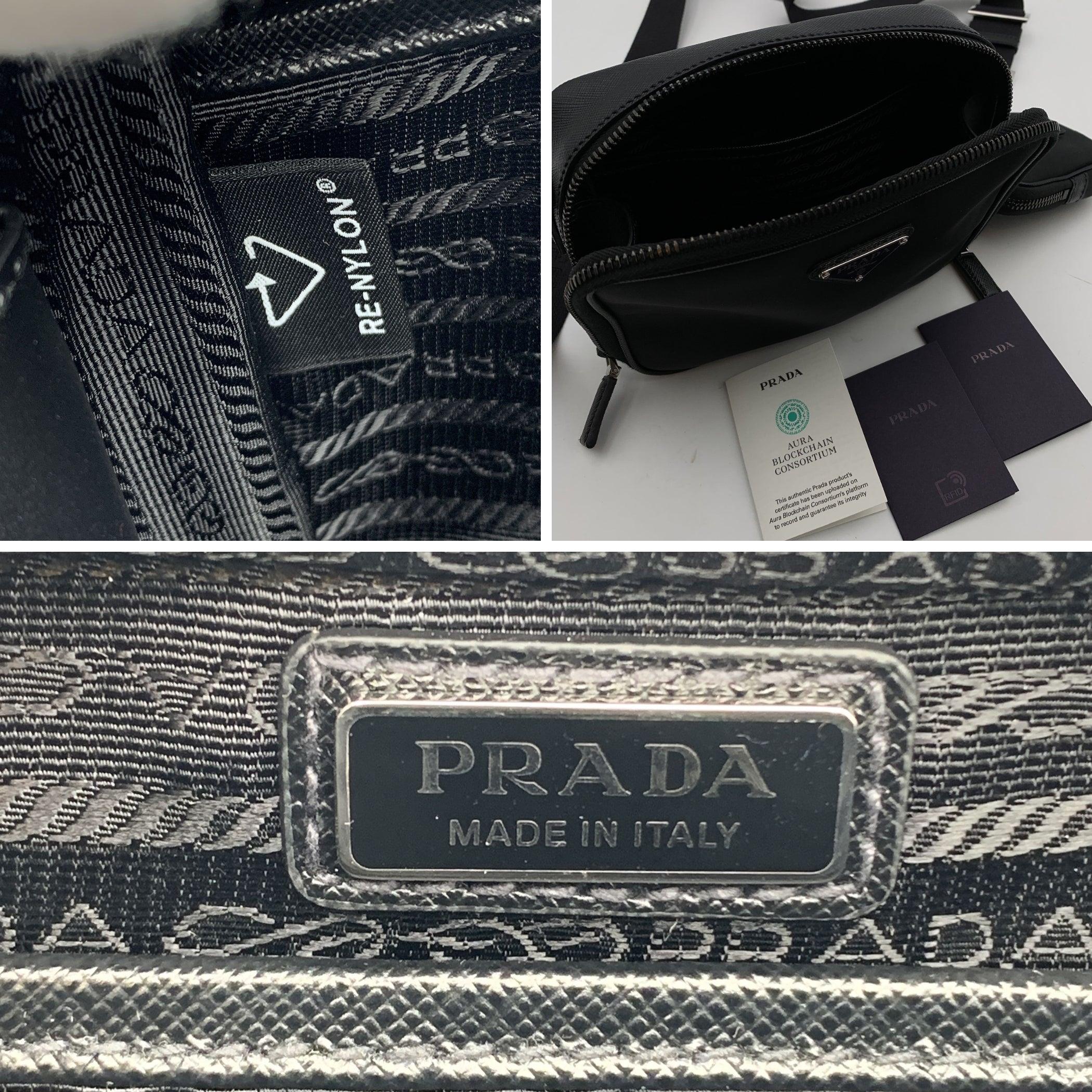 Prada Black Re-Nylon and Saffiano Brique Messenger Bag For Sale 1