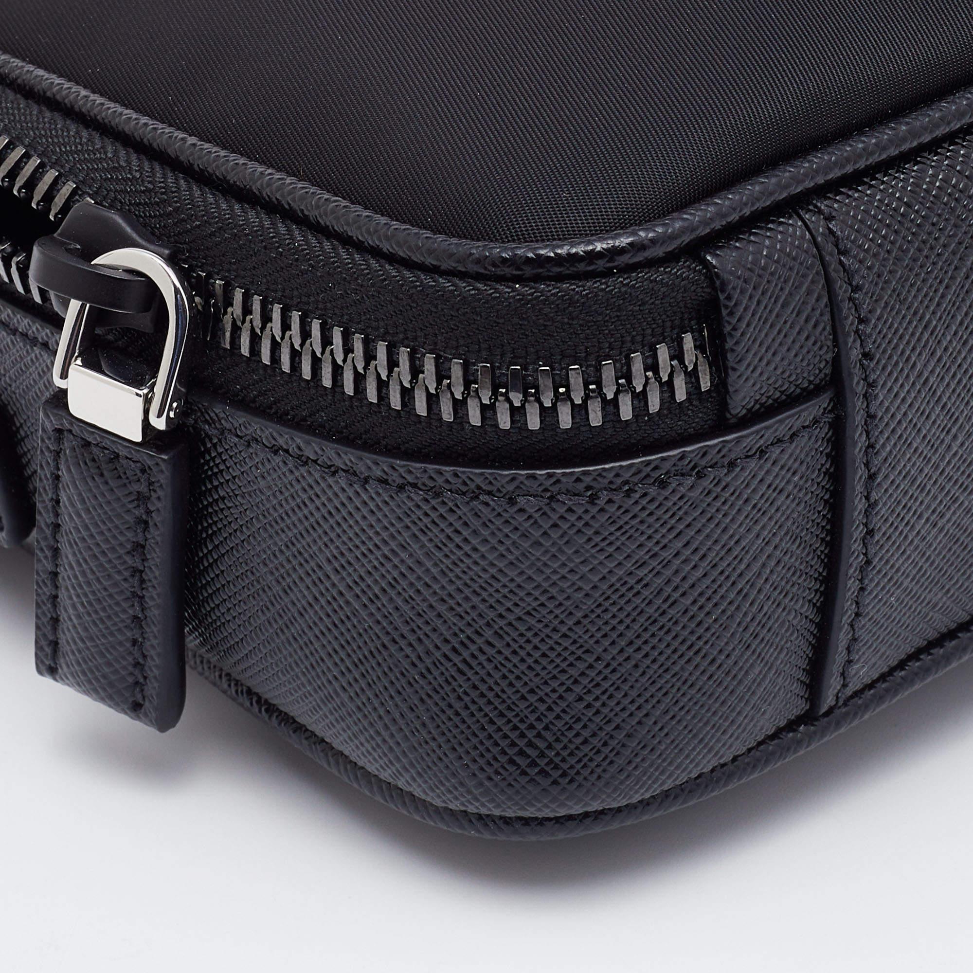 Prada Black Re-Nylon and Saffiano Leather Brique Crossbody Bag 6