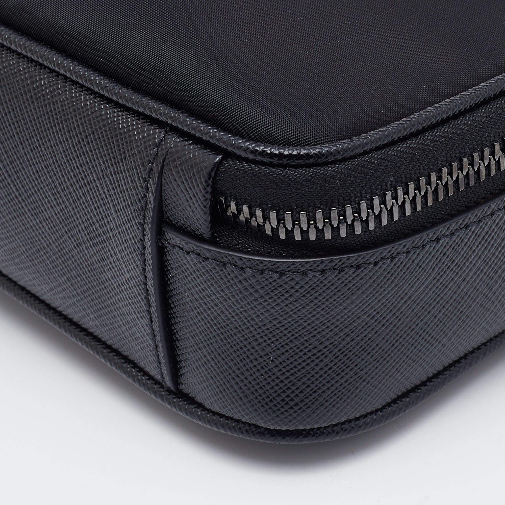 Prada Black Re-Nylon and Saffiano Leather Brique Crossbody Bag 7