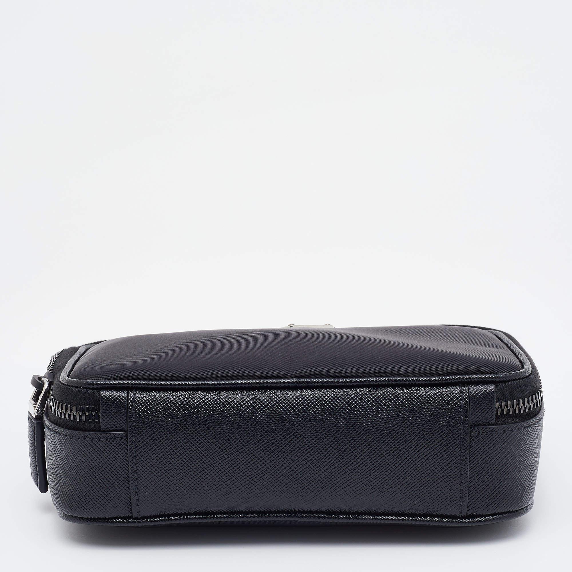 Prada Black Re-Nylon and Saffiano Leather Brique Crossbody Bag 1