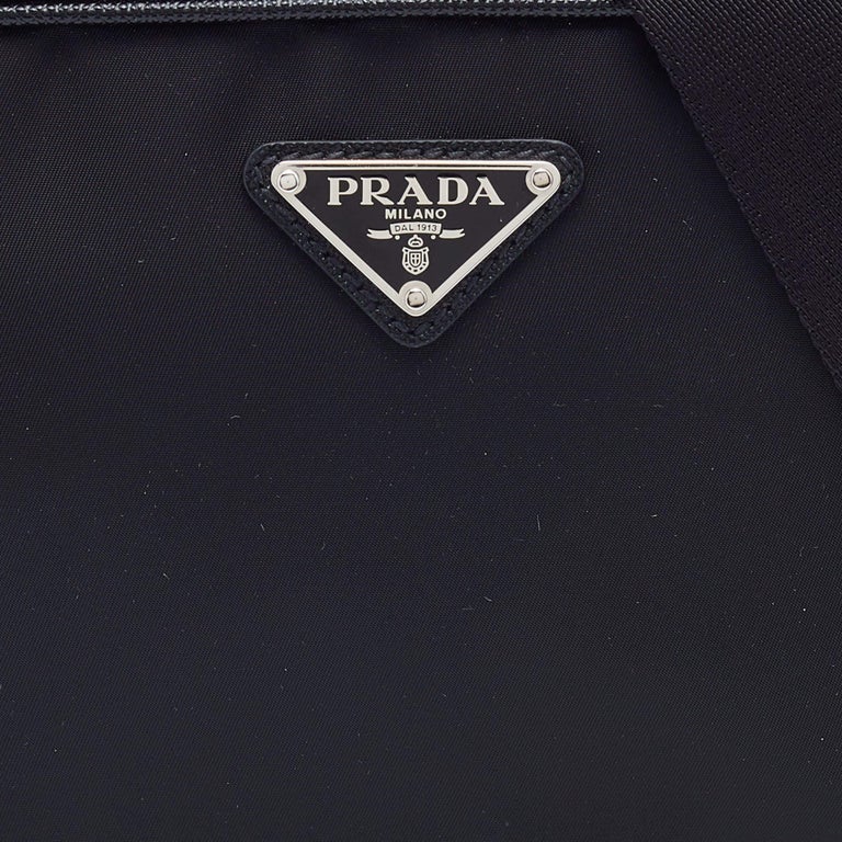 Prada Black ReNylon and Saffiano Leather Brique Crossbody Bag For Sale