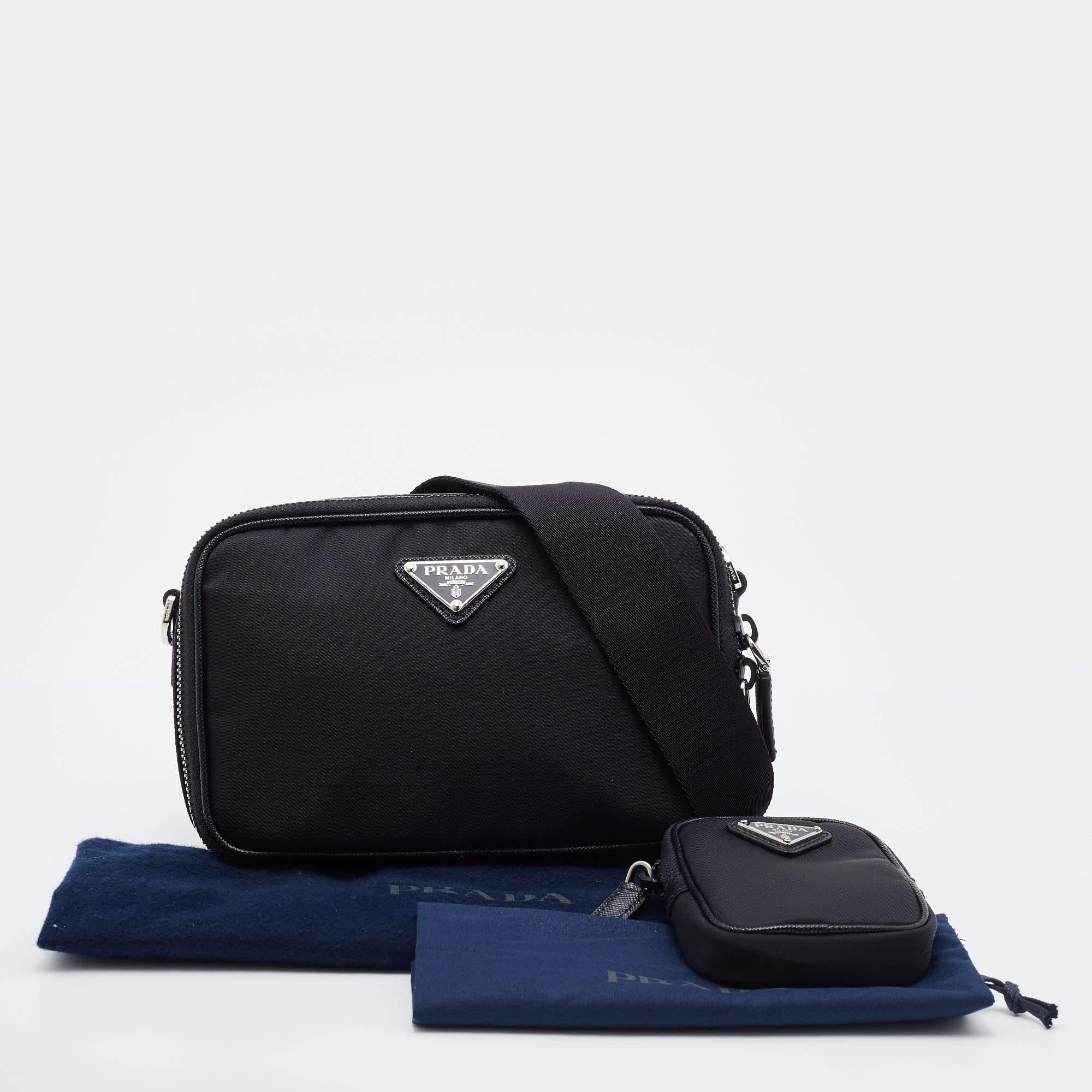 Prada Black Re-Nylon and Saffiano Leather Brique Crossbody Bag 5