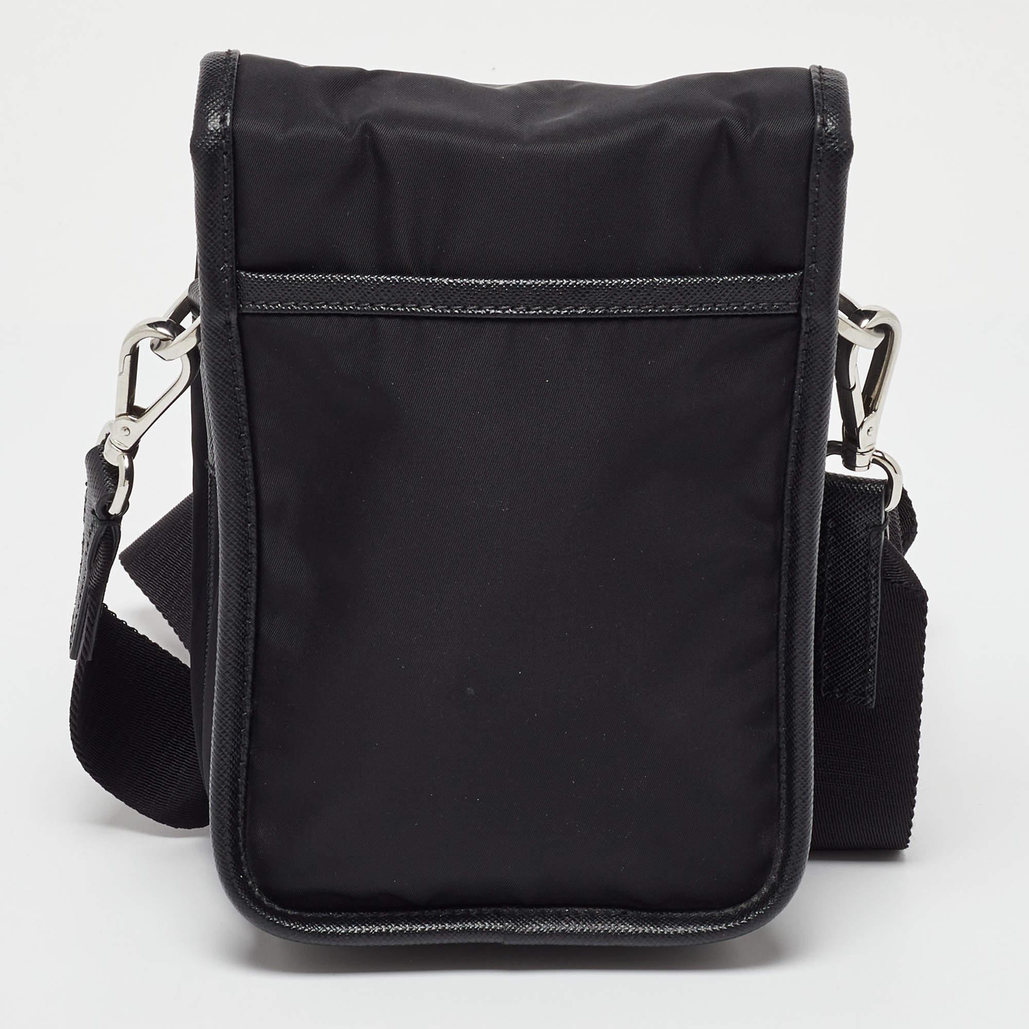 Men's Prada Black Re-Nylon and Saffiano Leather Shoulder Bag