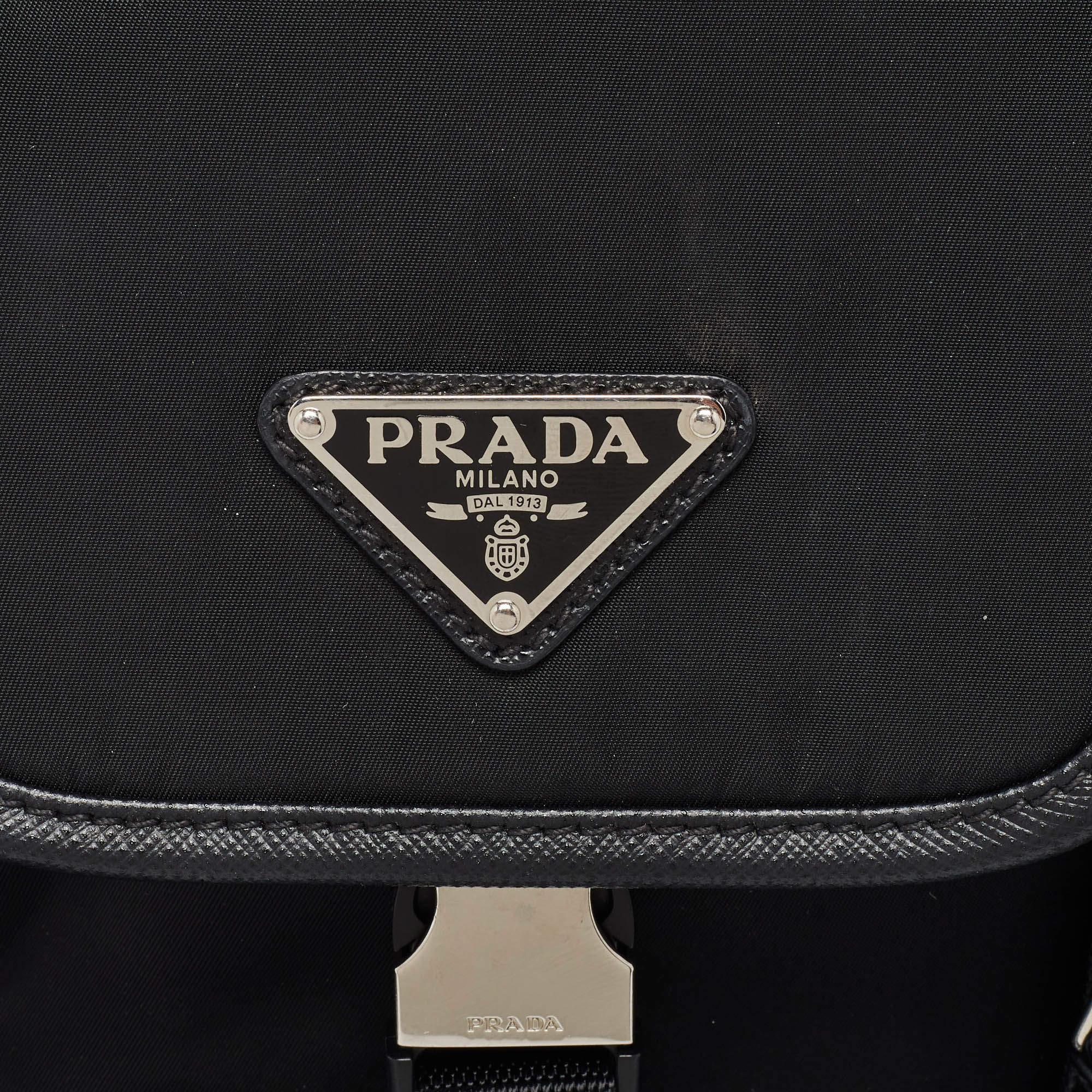 Prada Black Re-Nylon and Saffiano Leather Shoulder Bag 1